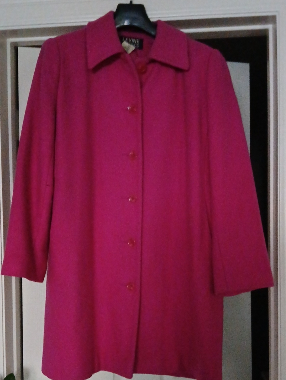 Adam Levine Collection Bright Pink Button-Front Pea Coat